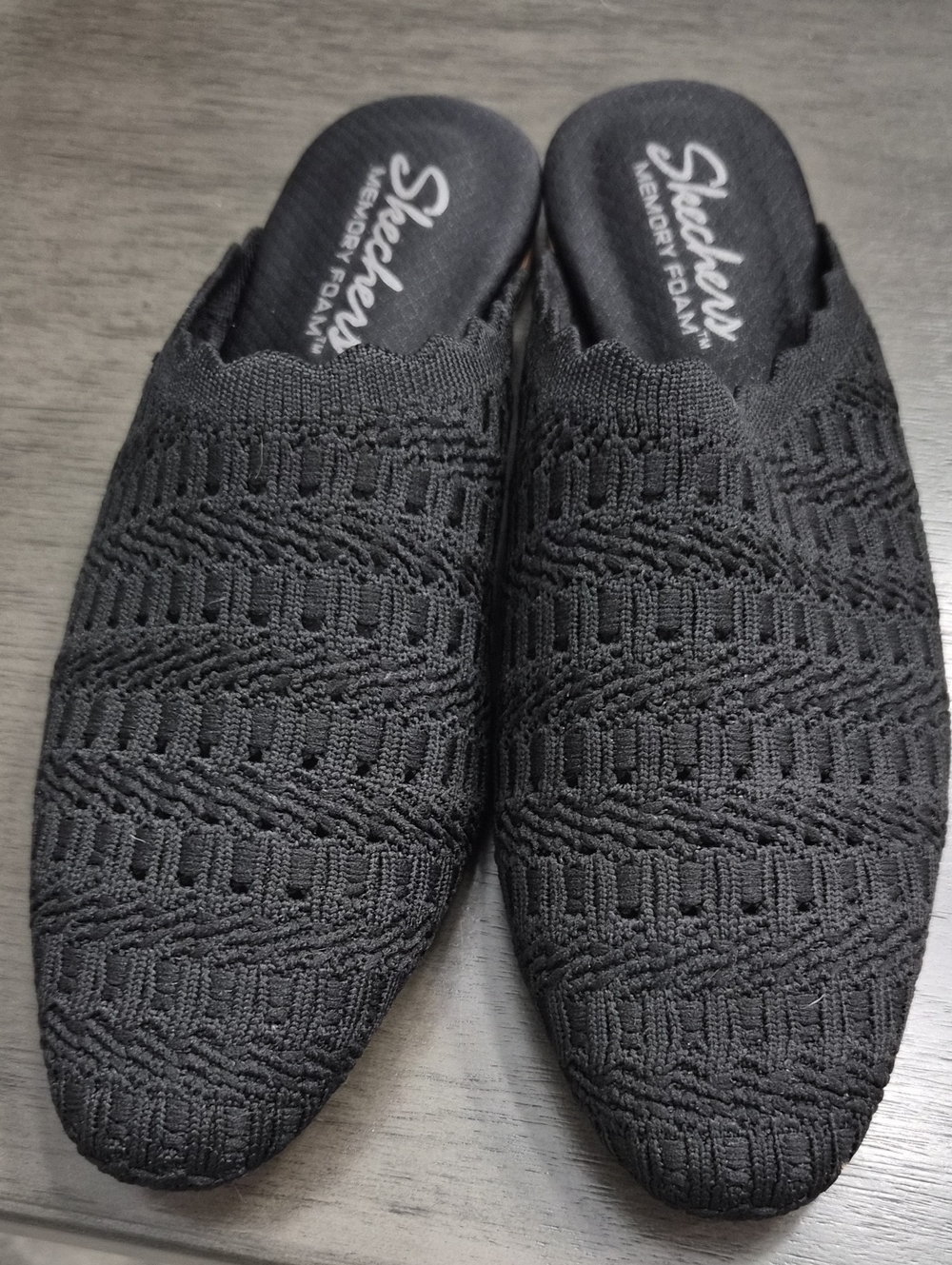 Skechers Black Knit Slip-On Memory Foam Flats